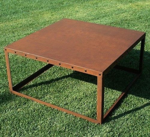 Tavolino basso design minimalista - CUBE - Trackdesign - in acciaio COR-TEN® / con supporto in acciaio / quadrato