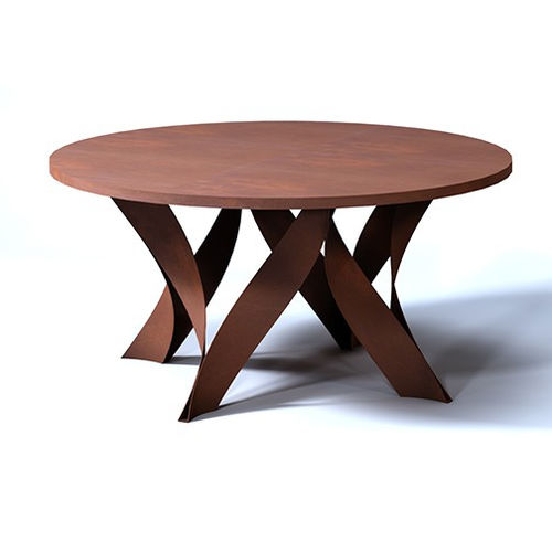 Tavolo da pranzo contemporaneo - 134 - Trackdesign - in corten / con supporto in acciaio / rotondo