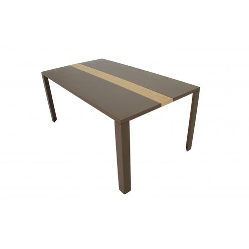 Tavolo contemporaneo - LINEAR - Trackdesign - in rovere / con supporto in acciaio COR-TEN® / rettangolare