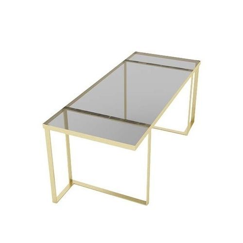 Tavolo da pranzo contemporaneo - JACKIE - Trackdesign - in vetro fumè / con supporto in ottone / rettangolare
