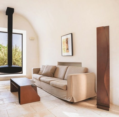Lampada da terra - ESSE 001 - Trackdesign - in acciaio COR-TEN® / contemporanea / senza fili