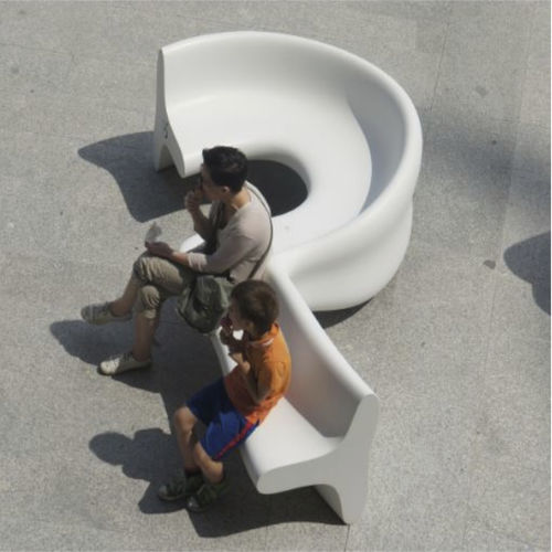 Panca per spazi pubblici design originale - CITY ALPHABET B  - Astrini Design - in laminato / con schienale / per scuola