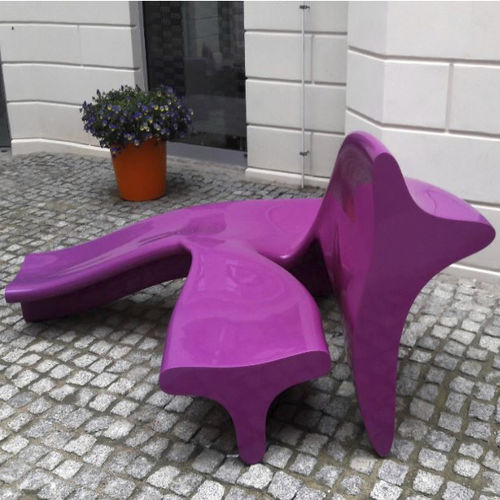 Panca per spazi pubblici design originale - CITY ALPHABET F - Astrini Design - in composito / con schienale
