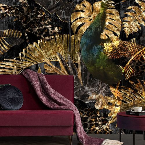 Carta da parati contemporanea - PARADISE - La Aurelia Design - con motivi naturali / aspetto tessuto / dorata