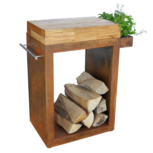 Piano di lavoro in legno - SMALL - ARTISS DESIGN - in acciaio / da cucina / da giardino