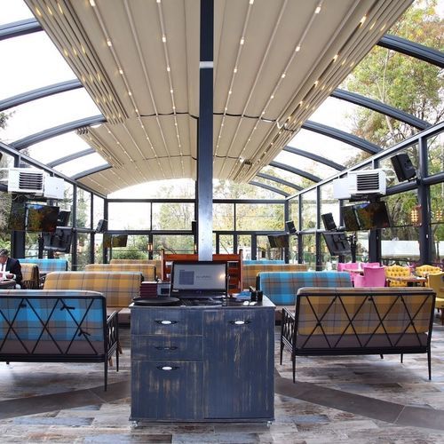 Pergola ad arco autoportante - VISTA - Aluminante - in alluminio / con copertura scorrevole in tela PVC / a motore