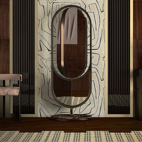 Specchio da terra - HIDDEN - Porus studio - contemporaneo / ovale / in ottone lucidato