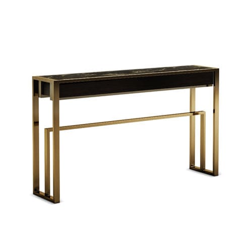 Consolle contemporanea - SUTTER - Porus studio - in rovere / in marmo / con supporto in ottone spazzolato