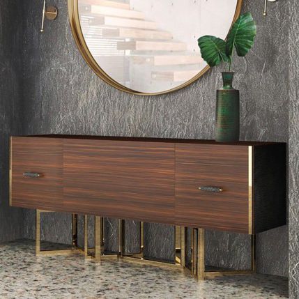 Credenza contemporanea - HANCOCK - Porus studio - in rovere / in ottone lucidato / marrone