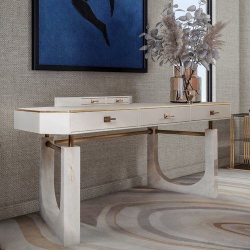 Scrivania contemporanea - LINCOLN - Porus studio - in legno laccato / in pelle