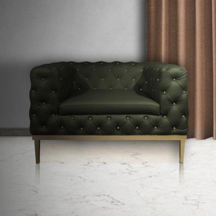 Poltrona chesterfield - BROADWAY - Porus studio - in velluto / in pelle / in ottone lucidato