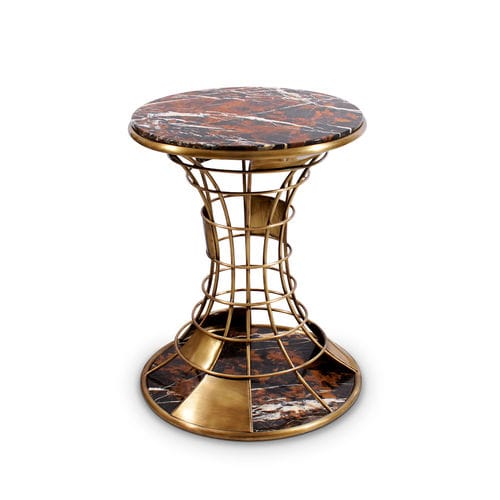 Tavolo d'appoggio contemporaneo - BIRD HOUSE - Porus studio - in marmo / con supporto in ottone spazzolato / con supporto in marmo