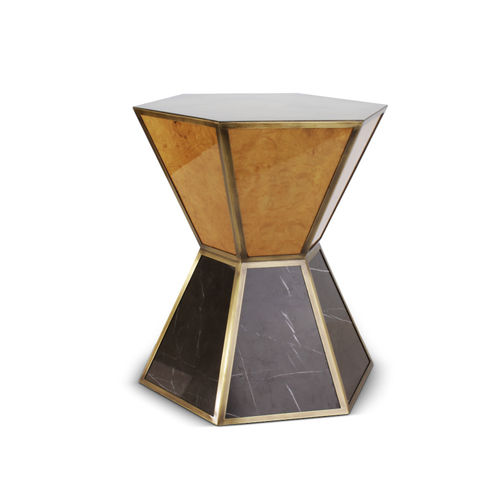Tavolo d'appoggio contemporaneo - BRYANT - Porus studio - in ottone spazzolato / in marmo / con supporto in ottone spazzolato