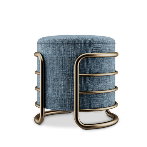 Sgabello contemporaneo - EERO - Porus studio - in velluto / con supporto in ottone lucido / rotondo