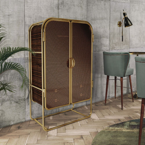 Armadio Art Deco - COLUMBIA - Porus studio - in legno / in ottone / con porta scorrevole