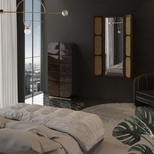 Cassettone alto - WTC - Porus studio - contemporaneo / in noce / in legno laccato brillante