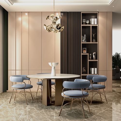 Sedia da pranzo contemporanea - AUSTIN - Porus studio - da interno / in tessuto / con supporto in ottone lucido