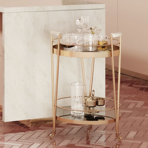 Carrello per bibite - CROSSROADS - Porus studio - in ottone / in noce