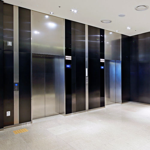 Porta per ascensore in acciaio inossidabile - INOXTEEL - DSP Co., Ltd. - scorrevole / doppia