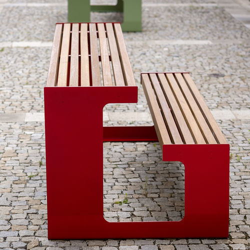 Tavolo da picnic contemporaneo - VEGA - STREETPARK s.r.o. - in legno / con supporto in acciaio galvanizzato / rettangolare