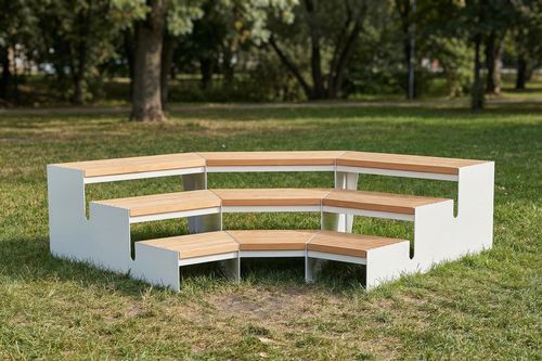 Panca per spazi pubblici contemporanea - AUDITO - STREETPARK s.r.o. - in acciaio galvanizzato / in acciaio con rivestimento a polvere / in acciaio inossidabile