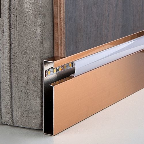 Battiscopa luminoso - 304  - FOSHAN  JECA  LIMITED - color rame / in acciaio inossidabile / rettangolare