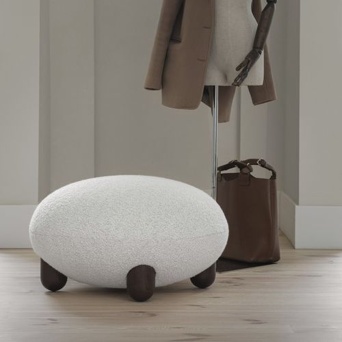 Ottomana contemporanea - Flock  - NOOM - in tessuto / in legno / tonda