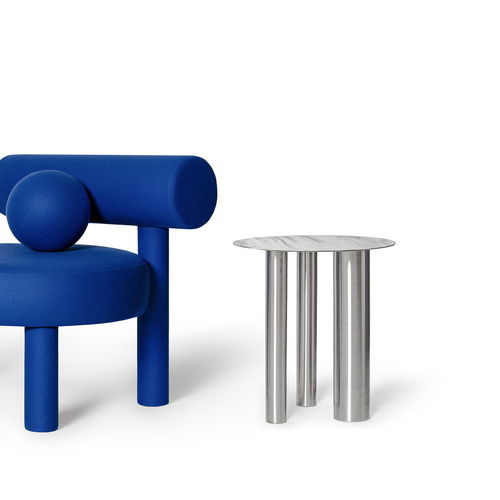 Tavolo d'appoggio contemporaneo - Brandt CS1 - NOOM - in acciaio inossidabile / con supporto in acciaio inossidabile / rotondo
