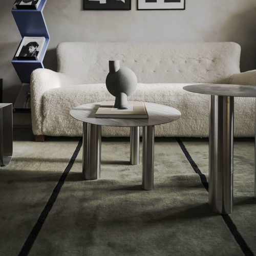 Tavolino basso contemporaneo - Brandt CS1 - NOOM - in acciaio inossidabile / con supporto in acciaio inossidabile / rotondo