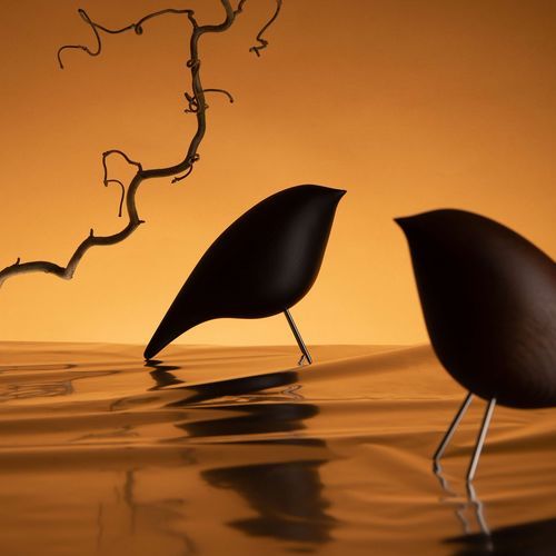 Scultura in rovere - Tweety  - NOOM - fatta a mano / da appoggio / nera