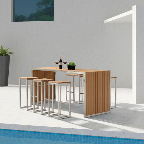Tavolo alto contemporaneo - H-W0039 - Howvin outdoor furtniture - in WPC / con supporto in metallo / con supporto in legno