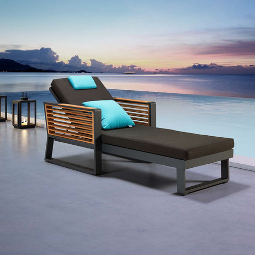 Lettino prendisole contemporaneo - HY-30064L - Howvin outdoor furtniture - in tessuto / in metallo / in WPC