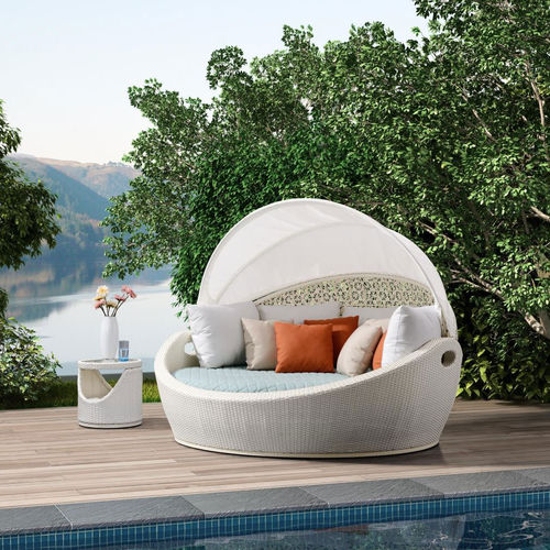Dormeuse contemporanea - H-30046L - Howvin outdoor furtniture - in tessuto / da giardino / a baldacchino