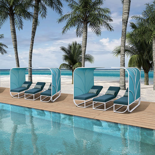 Lettino prendisole design originale - H-9828L - Howvin outdoor furtniture - in Sunbrella® / in alluminio / da giardino