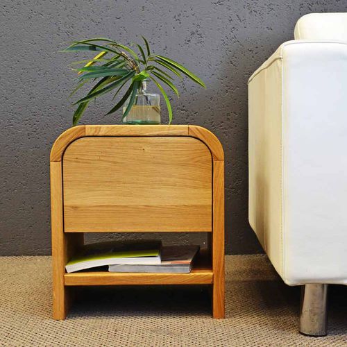 Comodino contemporaneo - ULA - MB Oaksas - in rovere / con supporto in quercia / quadrato