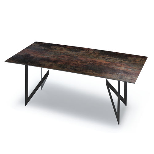 Tavolo design minimalista - SLIM - Mikodam - in ceramica / con supporto in metallo / con supporto in legno