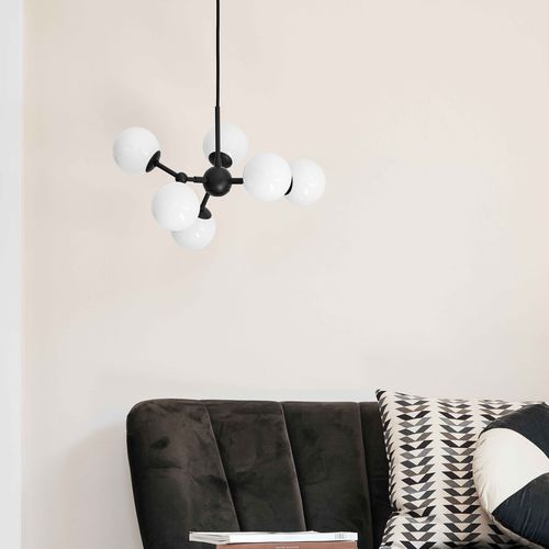 Lampadario contemporaneo - ATOM - Halo Design - in vetro opalescente / in vetro fumè / a incandescenza