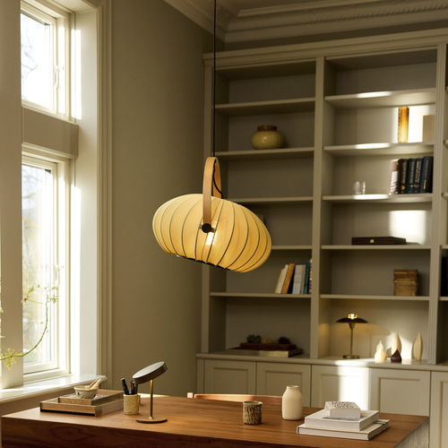 Lampada a sospensione - DC TEXTILE - Halo Design - in metallo / in tessuto / in rovere