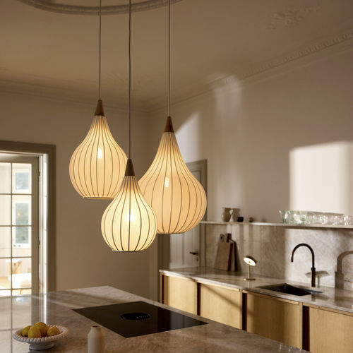 Lampada a sospensione - DROPS  - Halo Design - in metallo / in tessuto / in legno