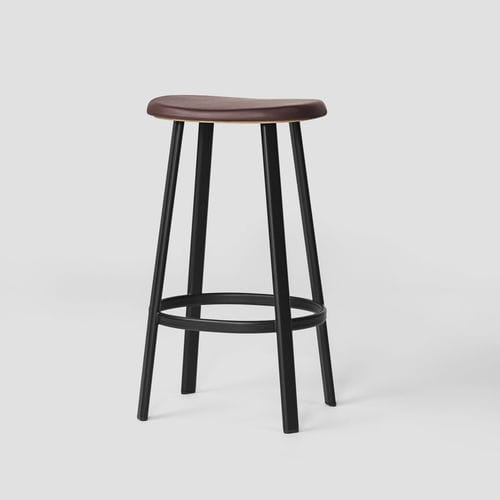 Sgabello da bar contemporaneo - ANNO - MILLION - in pelle / in rovere / con supporto in acciaio verniciato a polvere
