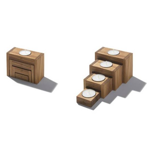 Portacandela in noce - 4STEPS - SIDE BY SIDE - in acero