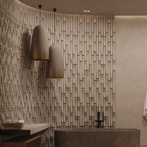 Rivestimento murale per interni - SCREE - Sergey Makhno Product - in ceramica / 3D / aspetto pietra