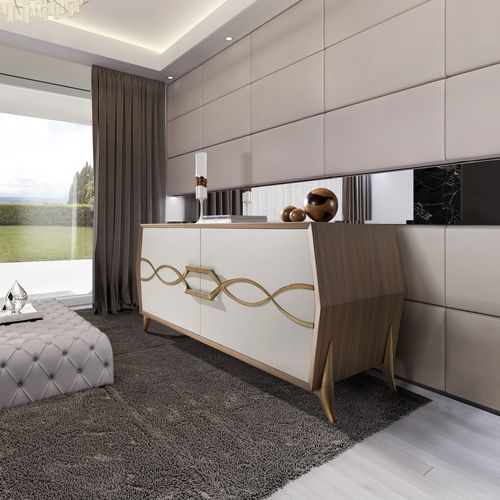Credenza contemporanea - AN 102A - MOLETTA MOBILI - in legno laccato / con ante battenti / con 4 gambe