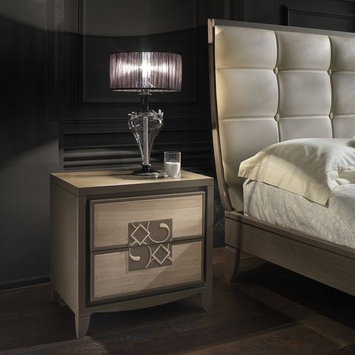 Comodino contemporaneo - ST 711 P - MOLETTA MOBILI - in legno laccato / in frassino / in pelle