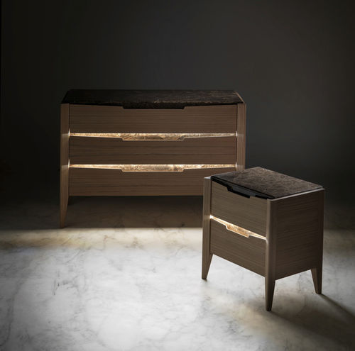 Cassettone contemporaneo - AN 732 - MOLETTA MOBILI - in legno / in pelle / in marmo
