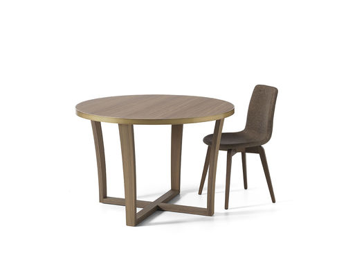 Tavolo contemporaneo - AN 304 - MOLETTA MOBILI - in noce / con supporto in legno / rotondo