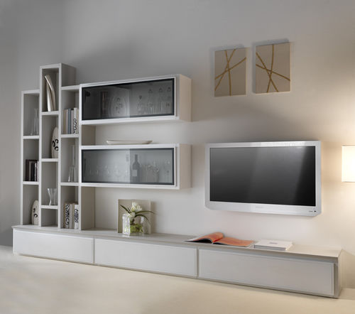 Parete attrezzata TV contemporaneo - ST 07 - MOLETTA MOBILI - in legno laccato / su misura / bianco