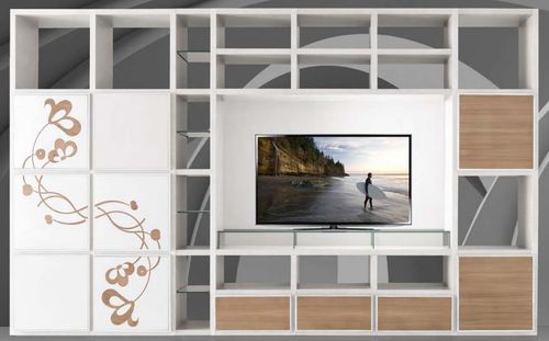 Parete attrezzata TV contemporaneo - ST61 - MOLETTA MOBILI - in frassino / modulare / con cassetti