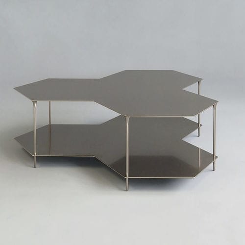 Tavolino basso contemporaneo - Trexa - L'Alufacture - in alluminio anodizzato / con supporto in alluminio anodizzato / esagonale