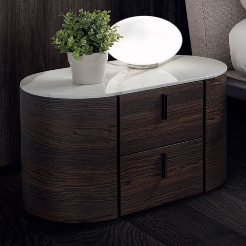 Comodino contemporaneo - CHARLIE 2C  - Conte - in rovere / in vetro / in marmo